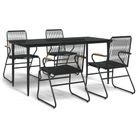 vidaXL 5 Piece Garden Dining Set Black PVC Rattan