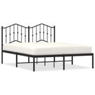 vidaXL Metal Bed Frame without Mattress with Headboard Black 150x200cm