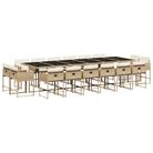 vidaXL 17 Piece Patio Dining Set with Cushions Beige Poly Rattan