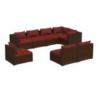 vidaXL 8 Piece Patio Lounge Set with Cushions Poly Rattan Brown