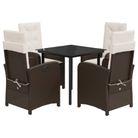 vidaXL 5 Piece Garden Dining Set with Cushions Brown Poly Rattan