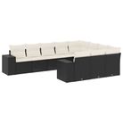 vidaXL 10 Piece Garden Sofa Set with Cushions Black Poly Rattan