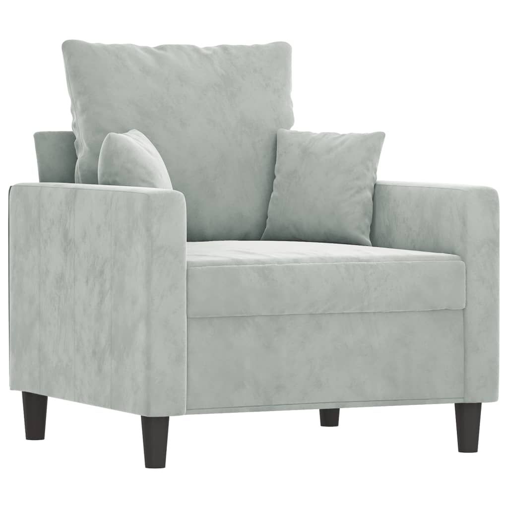 vidaXL Sofa Chair Light Grey 60 cm Velvet
