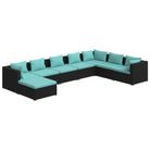 vidaXL 8 Piece Patio Lounge Set with Cushions Poly Rattan Black
