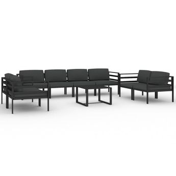 vidaXL 9 Piece Garden Lounge Set with Cushions Aluminium Anthracite