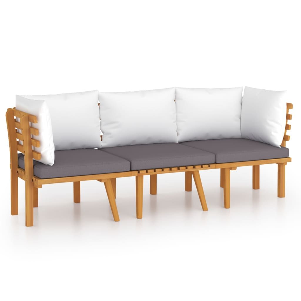 vidaXL 3 Piece Garden Lounge Set with Cushions Solid Acacia Wood