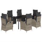 vidaXL 7 Piece Garden Dining Set with Cushions Grey Poly Rattan
