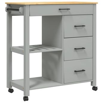 vidaXL Kitchen Trolley MONZA 33.1"x15.7"x34.8" Solid Wood Pine
