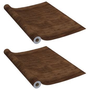 vidaXL Self-adhesive Furniture Films 2 pcs Dark Oak 196.9"x35.4" PVC
