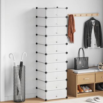 vidaXL Interlocking Shoe Organizer with 10 Compartments White