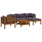 vidaXL 6 Piece Patio Lounge Set with Cushion Solid Acacia Wood