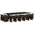 vidaXL 15 Piece Patio Dining Set with Cushions Brown Poly Rattan