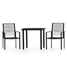 vidaXL 3 Piece Garden Dining Set Black