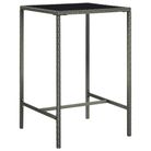 vidaXL Patio Bar Table Gray 27.6"x27.6"x43.3" Poly Rattan and Glass