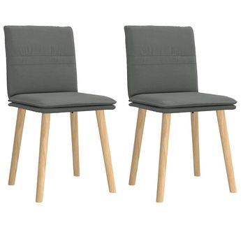 vidaXL Dining Chairs 2 pcs Dark Grey Fabric