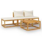 vidaXL 4 Piece Garden Lounge Set with Cushion Cream Solid Acacia Wood