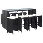 vidaXL 9 Piece Patio Bar Set Poly Rattan Black