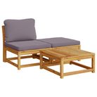 vidaXL 3 Piece Garden Lounge Set with Cushions Solid Wood Acacia