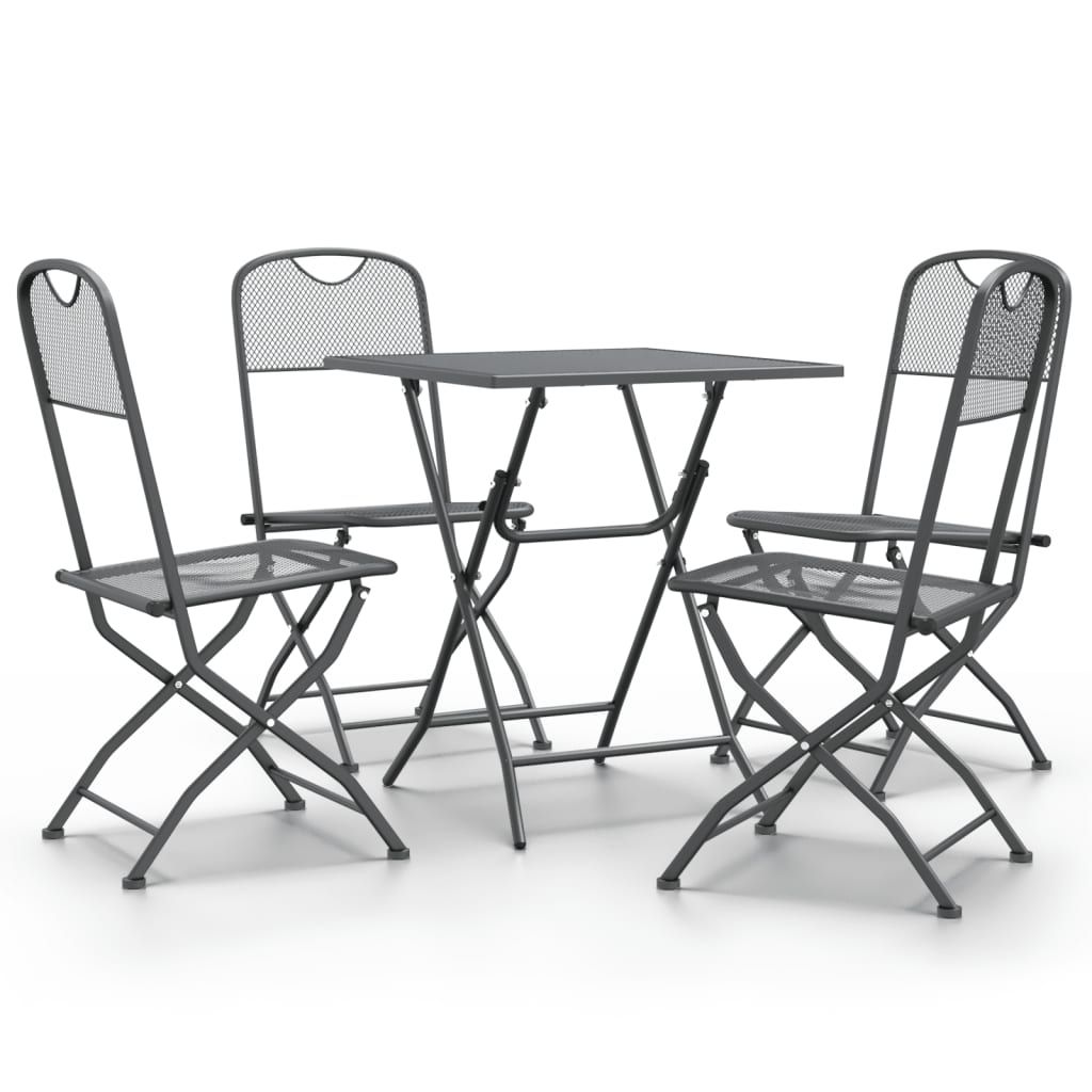 vidaXL 5 Piece Patio Dining Set Expanded Metal Mesh Anthracite