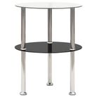 vidaXL 2-Tier Side Table Transparent & Black 38 cm Tempered Glass