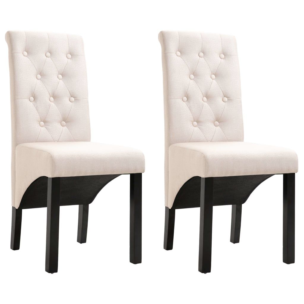 vidaXL Dining Chairs 2 pcs Cream Fabric