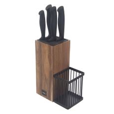 Set of stainless steel knives with stand 5 pcs - Orion