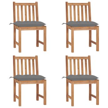 vidaXL Patio Chairs 4 pcs with Cushions Solid Teak Wood