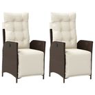 vidaXL Reclining Garden Chairs 2 pcs with Footrest Brown Poly Rattan
