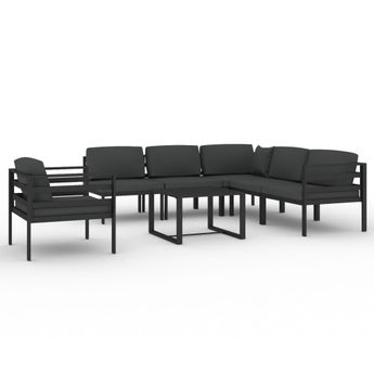vidaXL 7 Piece Patio Lounge Set with Cushions Aluminum Anthracite