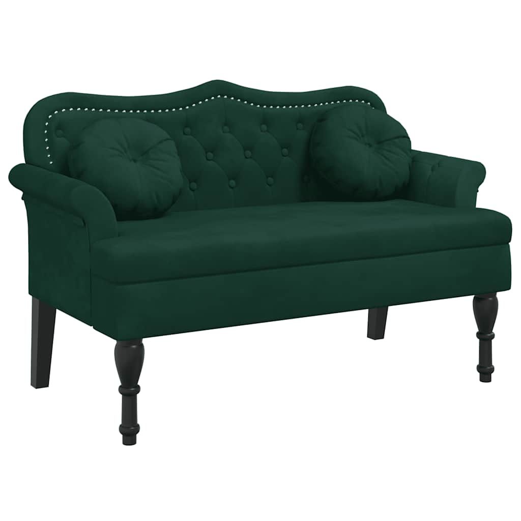 vidaXL Bench with Cushions Dark Green 47.4x25.6x29.5" Velvet