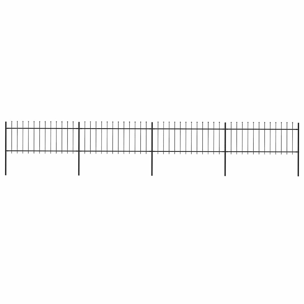 vidaXL Garden Fence with Spear Top Steel 714.5x80 cm Black