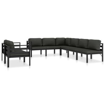 vidaXL 8 Piece Patio Lounge Set with Cushions Aluminum Anthracite
