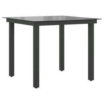 vidaXL Patio Table Black 31.5"x31.5"x29.1" Aluminum and Glass