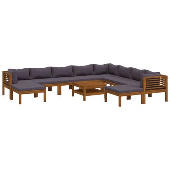 vidaXL 11 Piece Garden Lounge Set with Cushion Solid Acacia Wood