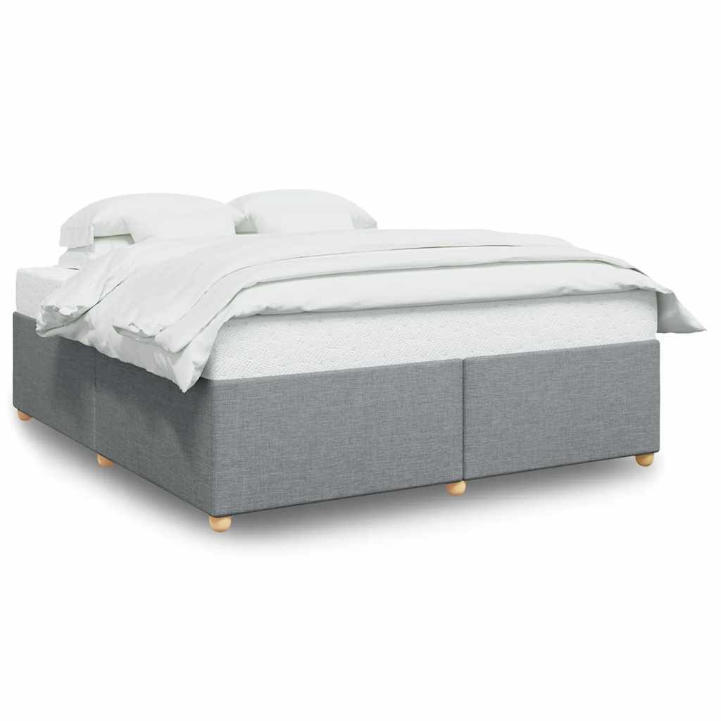 vidaXL Bed Frame without Mattress Light Grey King Fabric