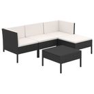 vidaXL 5 Piece Patio Lounge Set with Cushions Poly Rattan Black