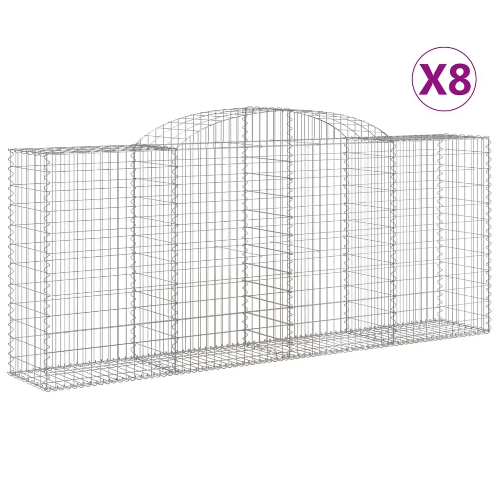 vidaXL Arched Gabion Baskets 8 pcs 300x50x120/140 cm Galvanised Iron