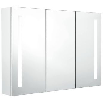 vidaXL LED Bathroom Mirror Cabinet 35"x5.5"x24.4" Shining White