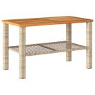 vidaXL Patio Table Beige 27.6"x15"x16.5" Poly Rattan Acacia Wood