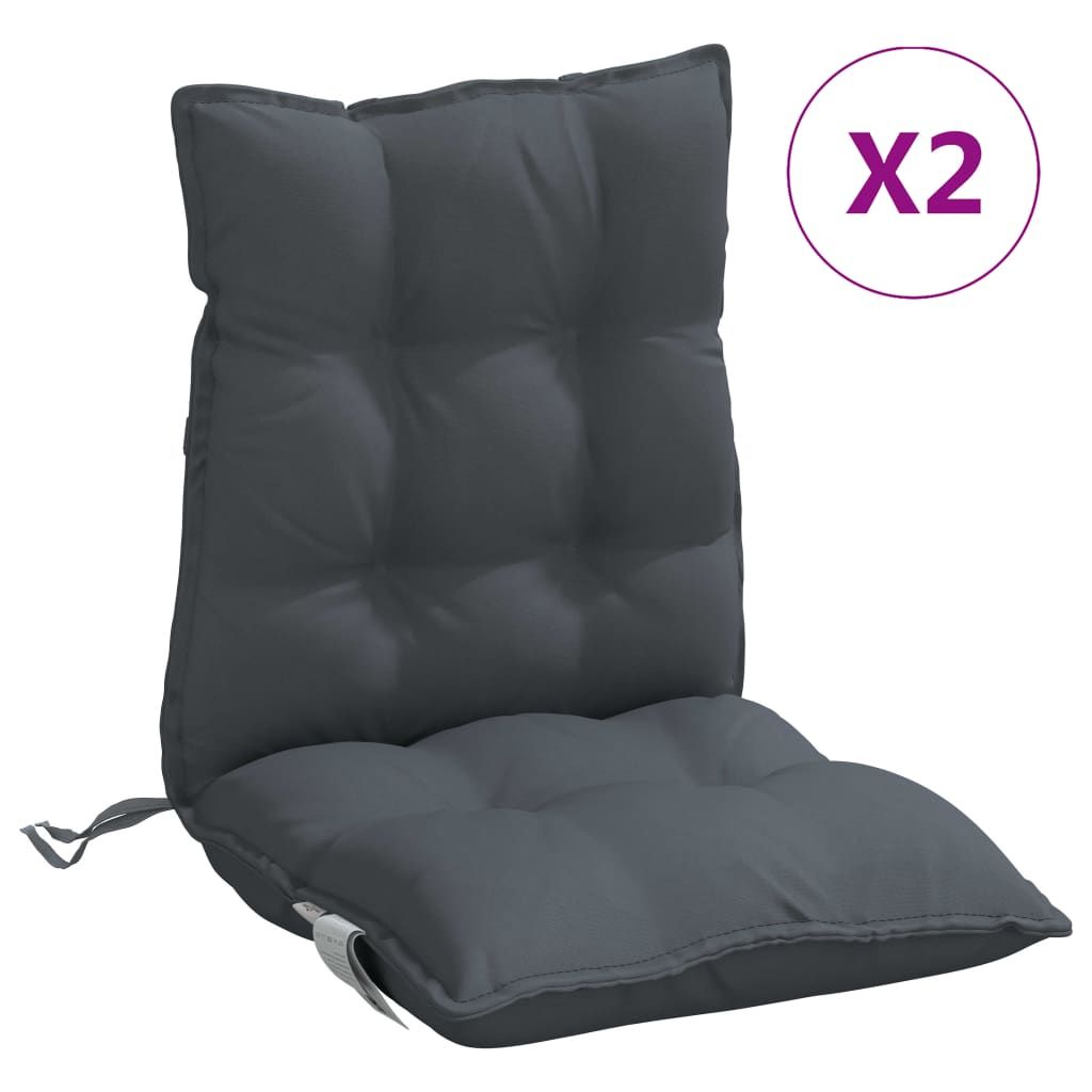 vidaXL Lowback Chair Cushions 2 pcs Anthracite Oxford Fabric