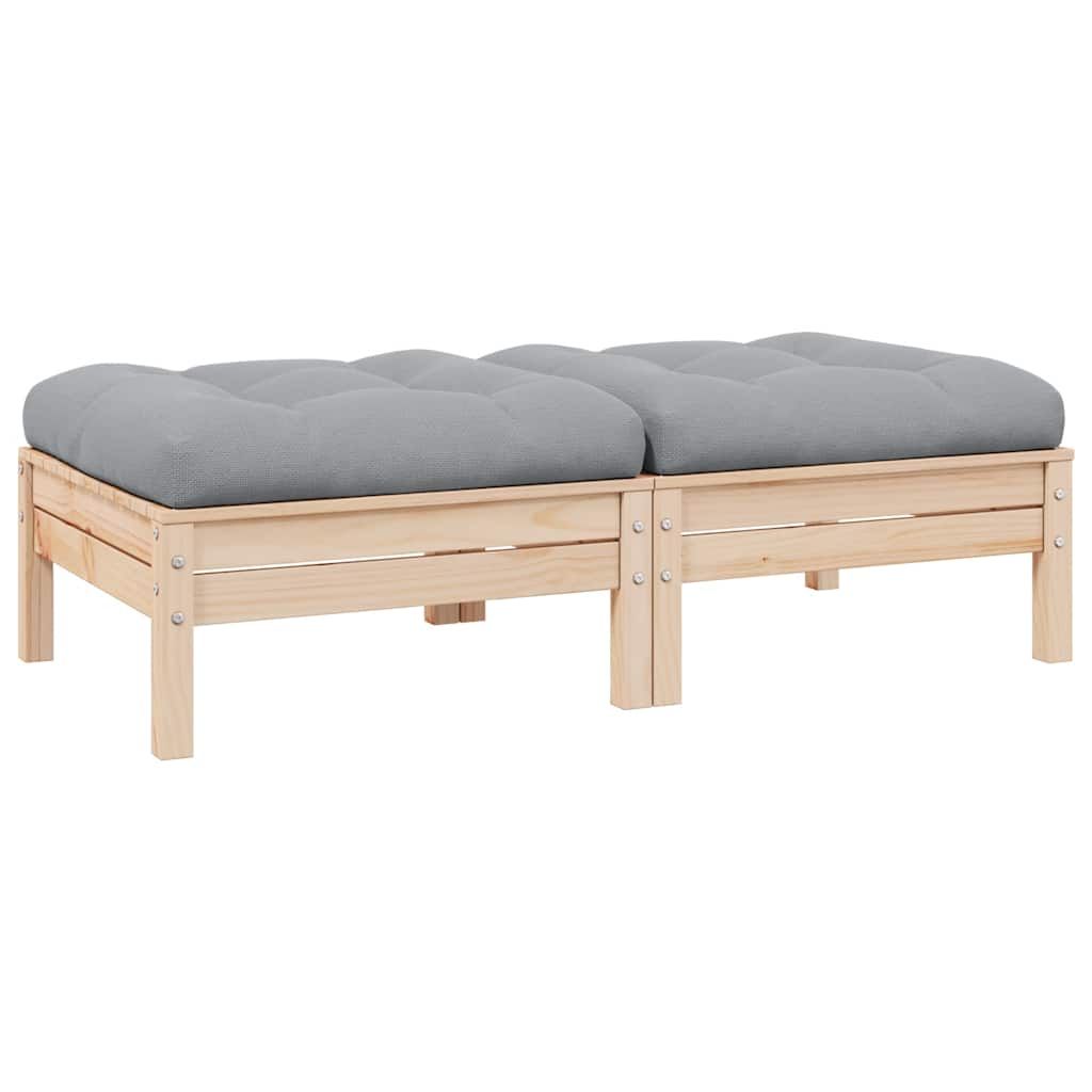 vidaXL 2-Seater Patio Sofa with Gray Cushions Solid Pinewood