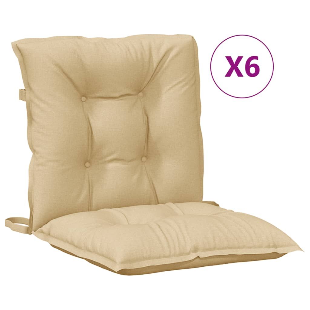 vidaXL Lowback Chair Cushions 6 pcs Melange Beige 100x50x7 cm Fabric