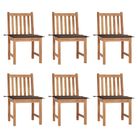 vidaXL Patio Chairs 6 pcs with Cushions Solid Teak Wood
