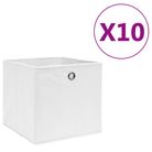 vidaXL Storage Boxes 10 pcs Non-woven Fabric 11"x11"x11" White