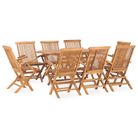 vidaXL 9 Piece Folding Patio Dining Set Solid Teak Wood