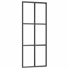 vidaXL Sliding Door ESG Glass and Aluminum 29.9"x80.7" Black