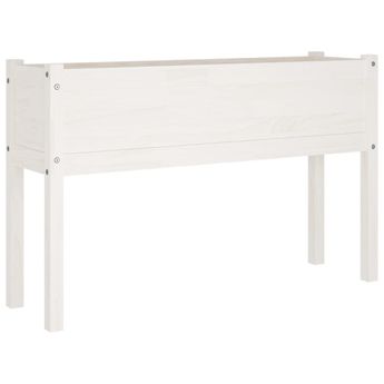 vidaXL Garden Planter White 43.3"x12.2"x27.6" Solid Wood Pine