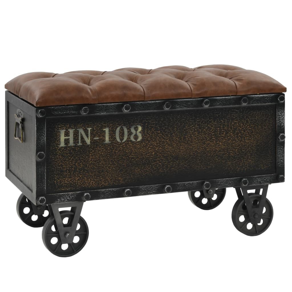 vidaXL Storage Bench with Castors 31.7" Solid Wood Fir