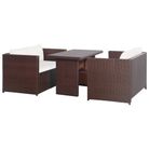 vidaXL 3 Piece Bistro Set Poly with Cushions Rattan Brown
