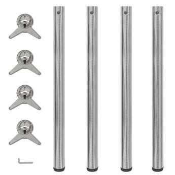 vidaXL 4 Height Adjustable Table Legs Brushed Nickel 34.3"